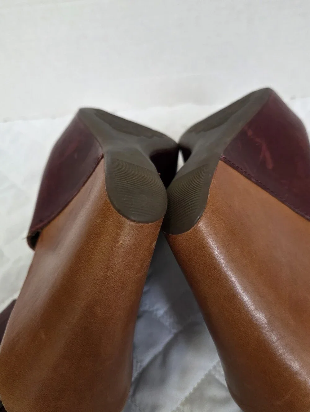 Kork-Ease Leather Wedge Platform Open Toe Ankle Strap Heels Burgundy 8
